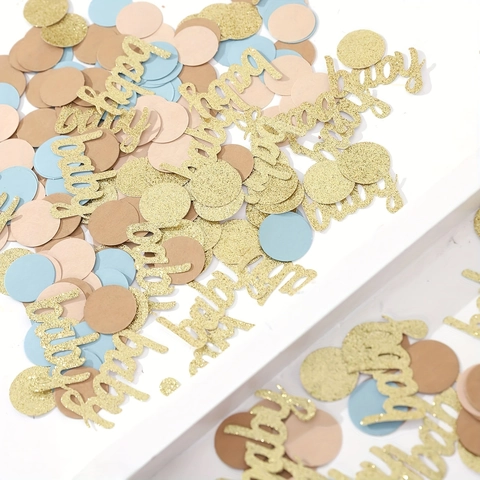 Coriandoli In Carta Luccicante Punti Rotondi E Lettere Baby Per Decorazioni Festa Compleanno Matrimonio Oro Blu Beige