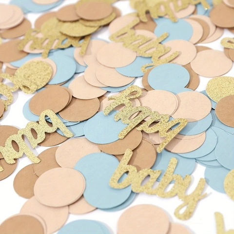 Coriandoli In Carta Luccicante Punti Rotondi E Lettere Baby Per Decorazioni Festa Compleanno Matrimonio Oro Blu Beige