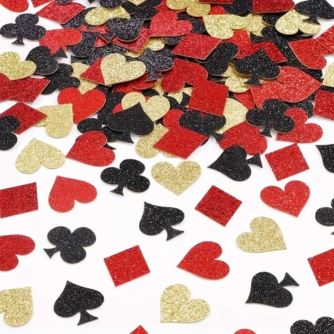 Poker Card Suits Confetti Glitter Paper Hearts Spades Clubs Diamonds Casino Theme Party Table Scatters Las Vegas Night Decorations