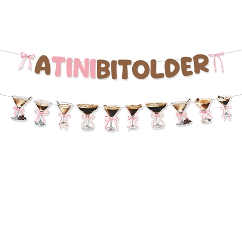 A Tini Bit Older Martini Glas Verjaardagsfeest Banner Roze Bruin Papier Letters Slinger Martini Cocktail Decoratie