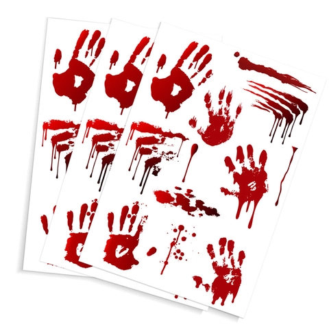 Halloween Horror Blood Handprint Ghost Wall Stickers Bloody Footprint Decals For Haunted House Party Window Home Decor