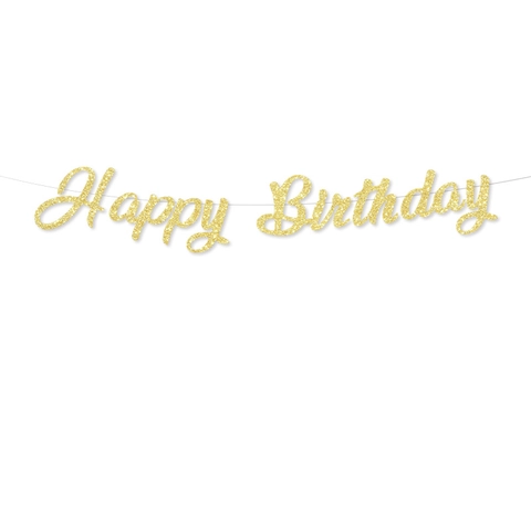 Bannière Happy Birthday à Paillettes Lettres en Papier Guirlande Suspendue Or Rose Or Pour Décoration de Fête Anniversaire