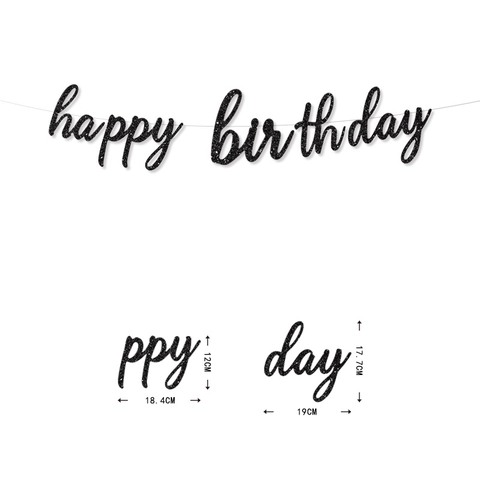 Glitzer Happy Birthday Banner Schreibschrift Buchstaben Girlande Hängende Party Dekorationen Für Geburtstagsfeier Innen Wanddeko Roségold Schwarz