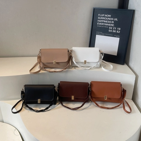 Borsa a Tracolla da Donna Trendy in Pelle PU Minimalista Piccola Borsa Quadrata Con Manico Intrecciato Fibbia in Metallo Borsa a Patta