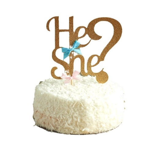 Glitzer He Or She Kuchenstecker Mit Blau Rosa Schleifen Für Gender Reveal Party Dekoration Gold Silber Papier Kuchendeko