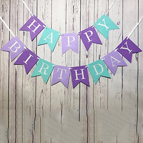Happy Birthday Papier Banner Meerjungfrau Farbe Schwalbenschwanz Wimpelkette Für Mädchen Geburtstag Party Dekoration Foto Requisiten