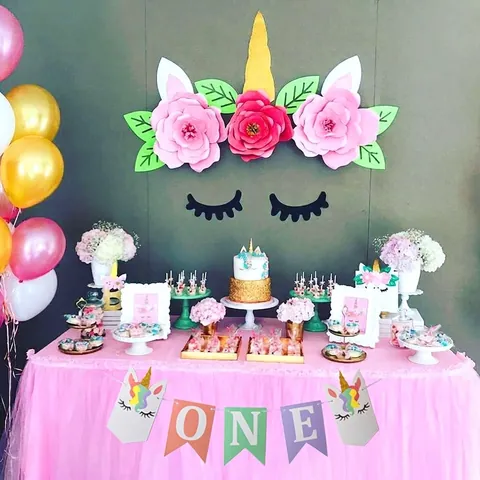 Unicorn First Birthday High Chair Banner One Lettering Glitter Paper Garland For Baby Girl Party Decoration