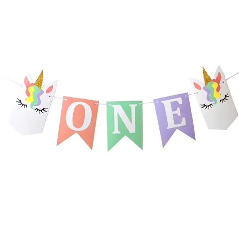Unicorn First Birthday High Chair Banner One Lettering Glitter Paper Garland For Baby Girl Party Decoration