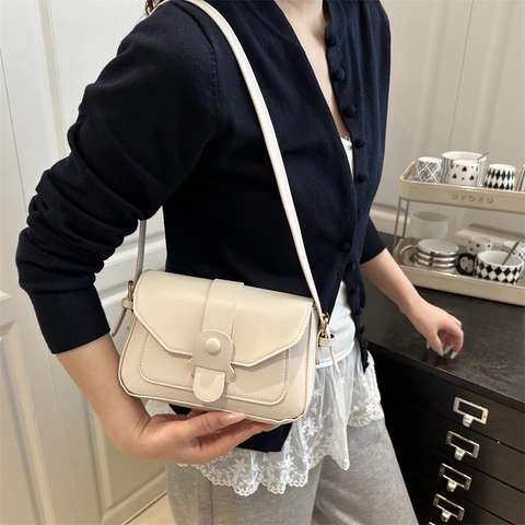 Women PU Leather Square Flap Shoulder Bag Crossbody Purse With Magnetic Buckle Adjustable Strap Elegant Fashion