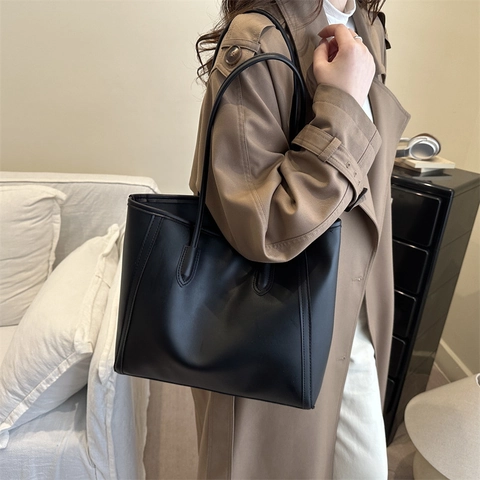 Bolso Tote de Mujer Gran Capacidad de Cuero PU Bloque de Color Vintage Bolso de Hombro Casual para Oficina y Uso Diario