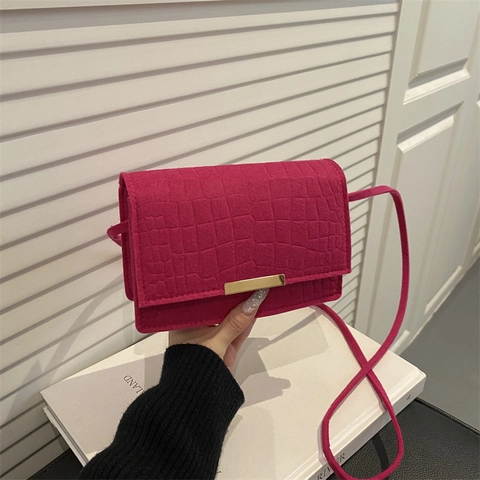 Sac en Bandoulière pour Femmes en Cuir PU à Motif Crocodile Boucle Dorée Petit Sac Carré Sous le Bras Style Français