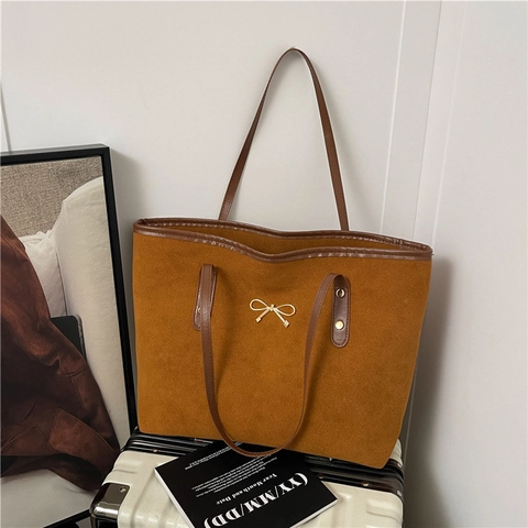 Mode Schleife Deko Große Kapazität Tragetasche Für Damen Herbst Winter PU Leder Schultertasche Pendeln Urban Minimalistische Handtasche