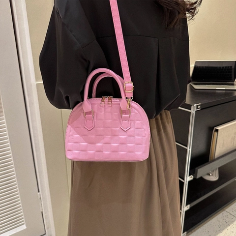 Borsa a Tracolla da Donna in Pelle PU Trapuntata a Conchiglia Piccola Borsa Quadrata Con Tracolla Regolabile per Uso Quotidiano
