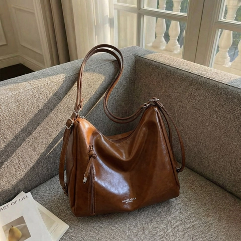 Große Kapazität Hobo Schultertasche PU Leder Retro Minimalistische Tote Für Frauen Täglich Arbeit Shopping