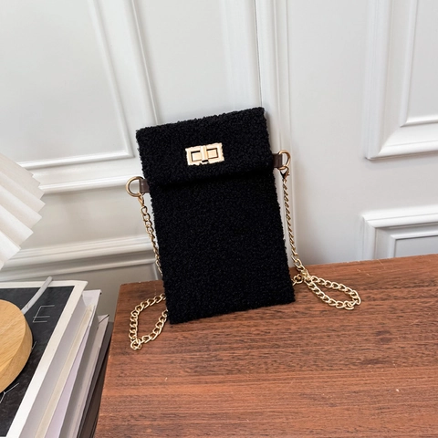 Borsa A Tracolla In Peluche Da Donna Piccola Borsa In Pelliccia Sintetica Con Tracolla A Catena In Metallo Chiusura A Girello Moda Invernale