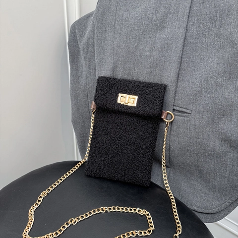 Borsa A Tracolla In Peluche Da Donna Piccola Borsa In Pelliccia Sintetica Con Tracolla A Catena In Metallo Chiusura A Girello Moda Invernale