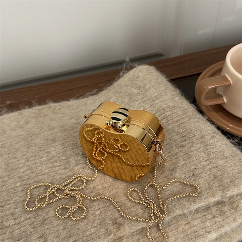 Women Mini Mirror Acrylic Chain Bag Fashion Heart Square Hard Shell Shoulder Bag Luxury Headphone Purse Evening Bag