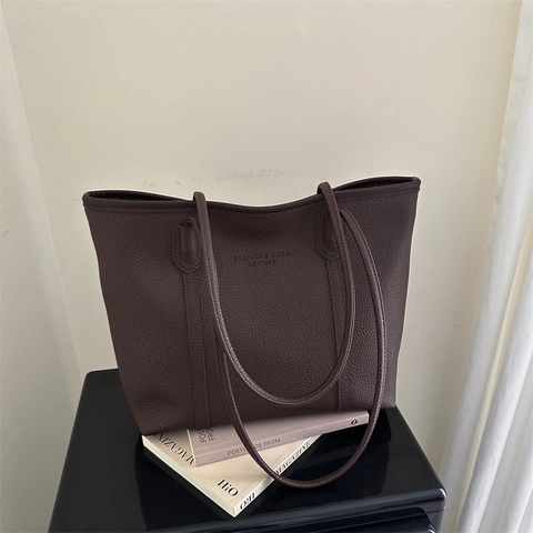 Bolso Tote de Gran Capacidad para Mujer Cuero PU Vintage Patrón Litchi Bolso de Hombro para Diario Viaje Trabajo