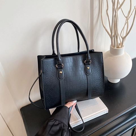 Dames PU Leer Tote Tas Met Krokodillenprint Modieuze Handtas Schoudertas Crossbody Tas Met Verstelbare Riem Goudkleurige Hardware