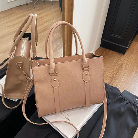 Dames PU Leer Tote Tas Met Krokodillenprint Modieuze Handtas Schoudertas Crossbody Tas Met Verstelbare Riem Goudkleurige Hardware