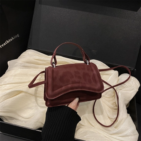 Women's Mini Leopard Embossed Shoulder Crossbody Bag Vintage Velvet Texture Handbag Square Tote Bag With Top Handle