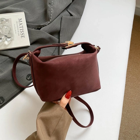 Minimalist Women PU Leather Box Shoulder Bag Solid Color Fashion Small Square Handbag Crossbody Bag With Adjustable Strap