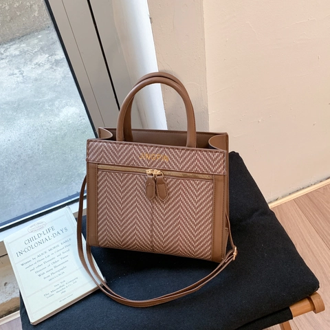 Borsa da Donna Vintage a Spina di Pesce in Pelle PU Piccola Borsa a Tracolla Quadrata Con Ciondolo di Perline per Donna