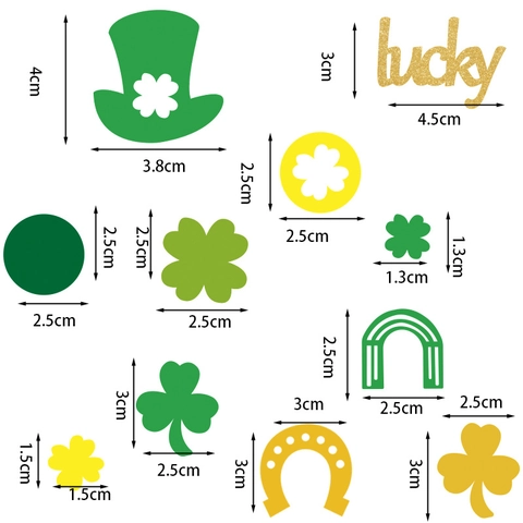 Confettis De La Saint Patrick Trèfle Vert Chapeau Lucky Fer À Cheval Décoration De Table Fête Paillettes Papier Brillant