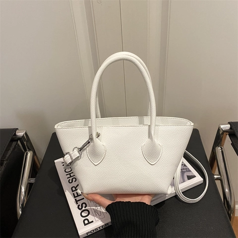 Damen Eimer Handtasche Lychee Textur PU Leder Schulter Umhängetasche Minimalistische Pendler Tote Für Den Täglichen Gebrauch