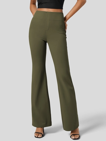 High Waisted Flare Pants For Women Slim Fit Tummy Control Butt Lifting Polyester Yoga Trousers Casual Bootcut Pants