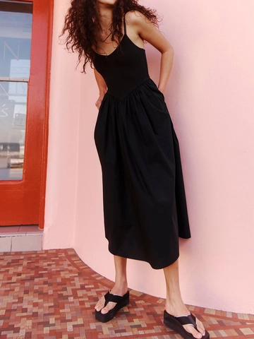 Vestido Largo Sexy con Tirantes Finos para Mujer Poliéster Color Sólido Cuello en V Espalda al Aire Empalme Plisado Corte en A Vacaciones Fiesta
