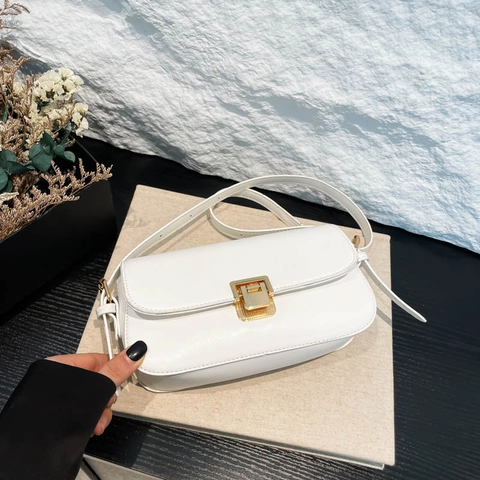Vintage PU Leather Small Square Shoulder Bag For Women Fashion Simple Crossbody Bag With Metal Buckle Daily Commute Handbag