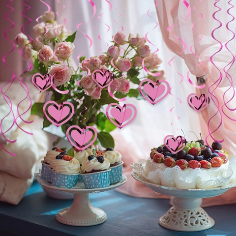 Heart Spiral Swirl Hanging Decorations Valentine Day Wedding Party Love PVC Plastic Streamers Romantic Anniversary Decor