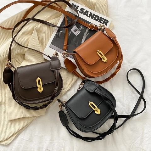 Sac Besace Rétro Femmes Sac Bandoulière Cuir PU Fermoir Chaîne Or Élégant Sac À Épaule Poignée Tressée