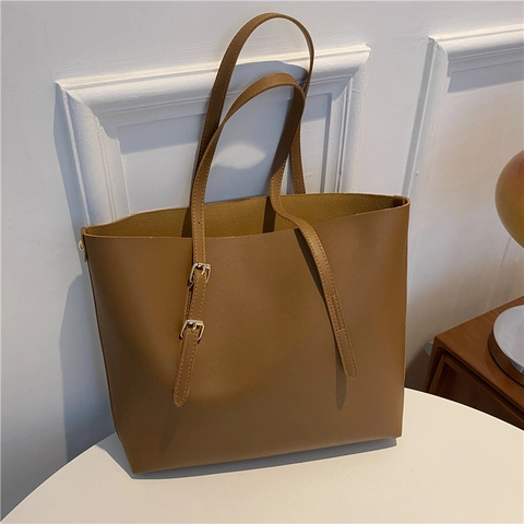 Damen Große Kapazität PU Leder Tote Bag Minimalistische Umhängetasche Und Innentasche Handtasche Set Für Pendeln Arbeit
