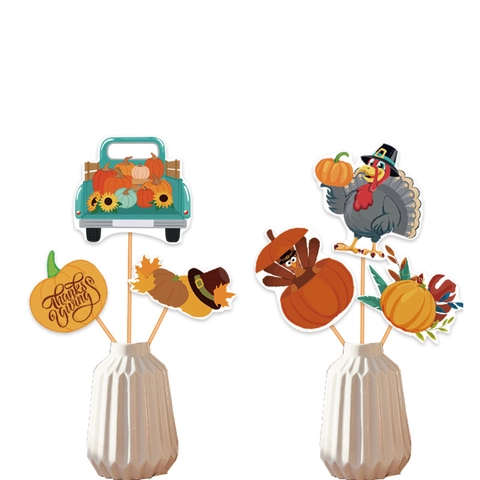 Action de Grâce Vase Inserts Papier Citrouille Dindon Camion Feuille d'Érable Automne Récolte Décoration de Table Fête