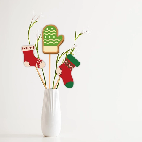Decoración De Jarrones De Navidad Insertos De Papel Accesorios Fotográficos Para Mesa De Fiesta Calcetín Guante Regalo