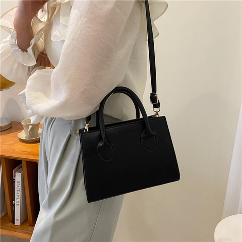Women's Vintage PU Leather Small Square Bag Retro Shoulder Crossbody Bag With Stitching Detail Fashion Handbag For Daily