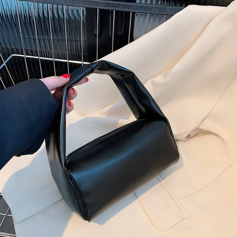 Borsa a Mano Quadrata Piccola in Pelle PU Minimalista per Donna Tinta Unita in Morbida Pelle Borsa a Tracolla Elegante