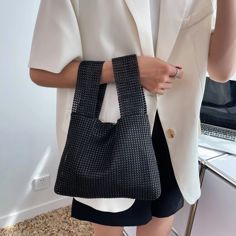Damen Strass Knoten Hobo Tasche Glitzernde Abendclutch Handtasche Für Party Hochzeit Bankett Glitzer Hand Schultertasche