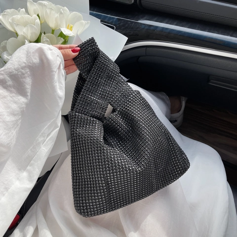 Damen Strass Knoten Hobo Tasche Glitzernde Abendclutch Handtasche Für Party Hochzeit Bankett Glitzer Hand Schultertasche