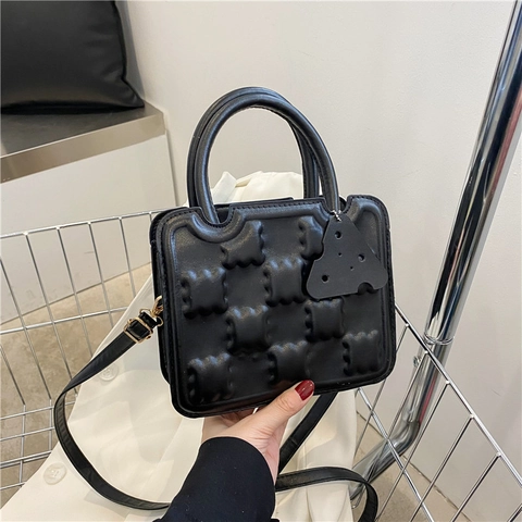 Borsa a Tracolla Quadrata a Forma di Biscotto da Donna alla Moda Borsa a Mano in Pelle PU Con Ciondolo Formaggio Piccola Borsa
