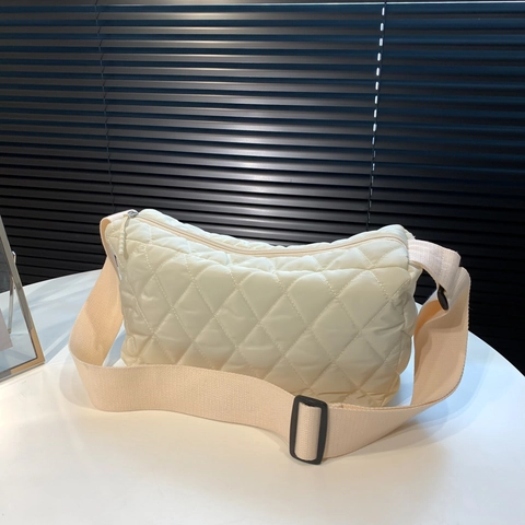 Borsa a Spalla Trapuntata a Rombi in Nylon Casual da Donna Borsa a Tracolla Imbottita Leggera Borsa a Mano Quadrata per Tutti i Giorni