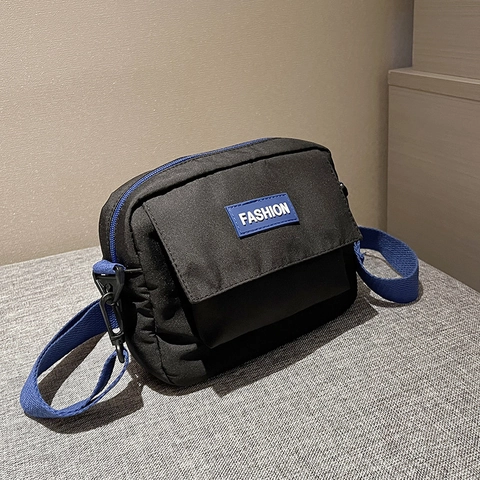 Unisex Casual Leinwand Messenger Bag Mode Brief Label Kleine Quadratische Umhängetasche Streetwear Reisen Telefon Schultertasche