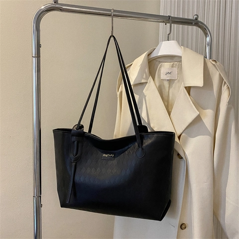 Borsa Tote Trapuntata In Pelle PU Grande Capacità Stile Vintage Borsa A Spalla Da Donna Alla Moda