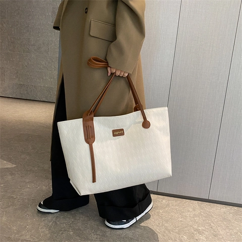 Borsa Tote Trapuntata In Pelle PU Grande Capacità Stile Vintage Borsa A Spalla Da Donna Alla Moda