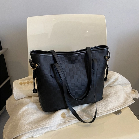 Grande Borsa Tote Donna Pelle PU Motivo Trapuntato A Rombi Spalline A Contrasto Coulisse Laterale Retro