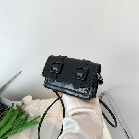 Borsa a Tracolla Mini da Donna in Pelle PU Metallica Piccola Borsa Quadrata Con Catena in Acrilico Stile Y2K