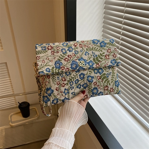 Pochette In Tessuto Jacquard Vintage Da Donna Motivo Floreale Geometrico Etnico Borsa A Busta Con Cinturino Da Polso