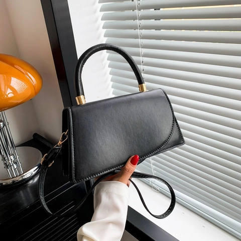 Bolso Bandolera Pequeño Cuadrado de Cuero PU Minimalista para Mujer Bolso Satchel de Color Sólido Con Correa Ajustable